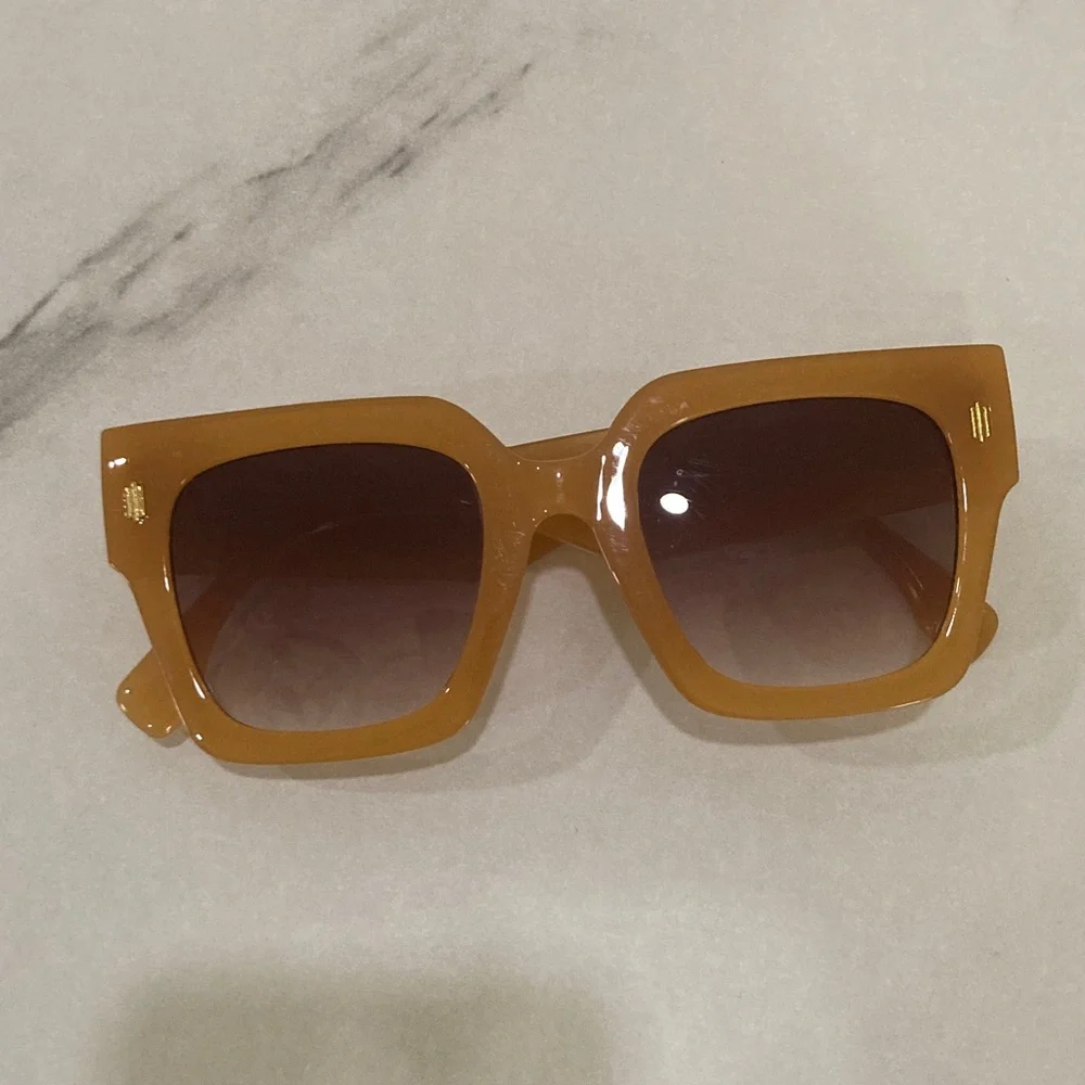 Oversized Square Sunglasses in Tan with Gradient Lenses